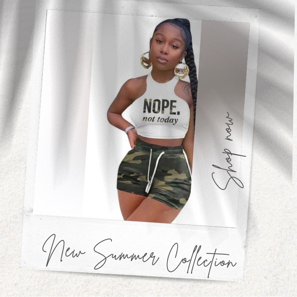 Nope Not Today 2-Piece Crop High Waisted Set